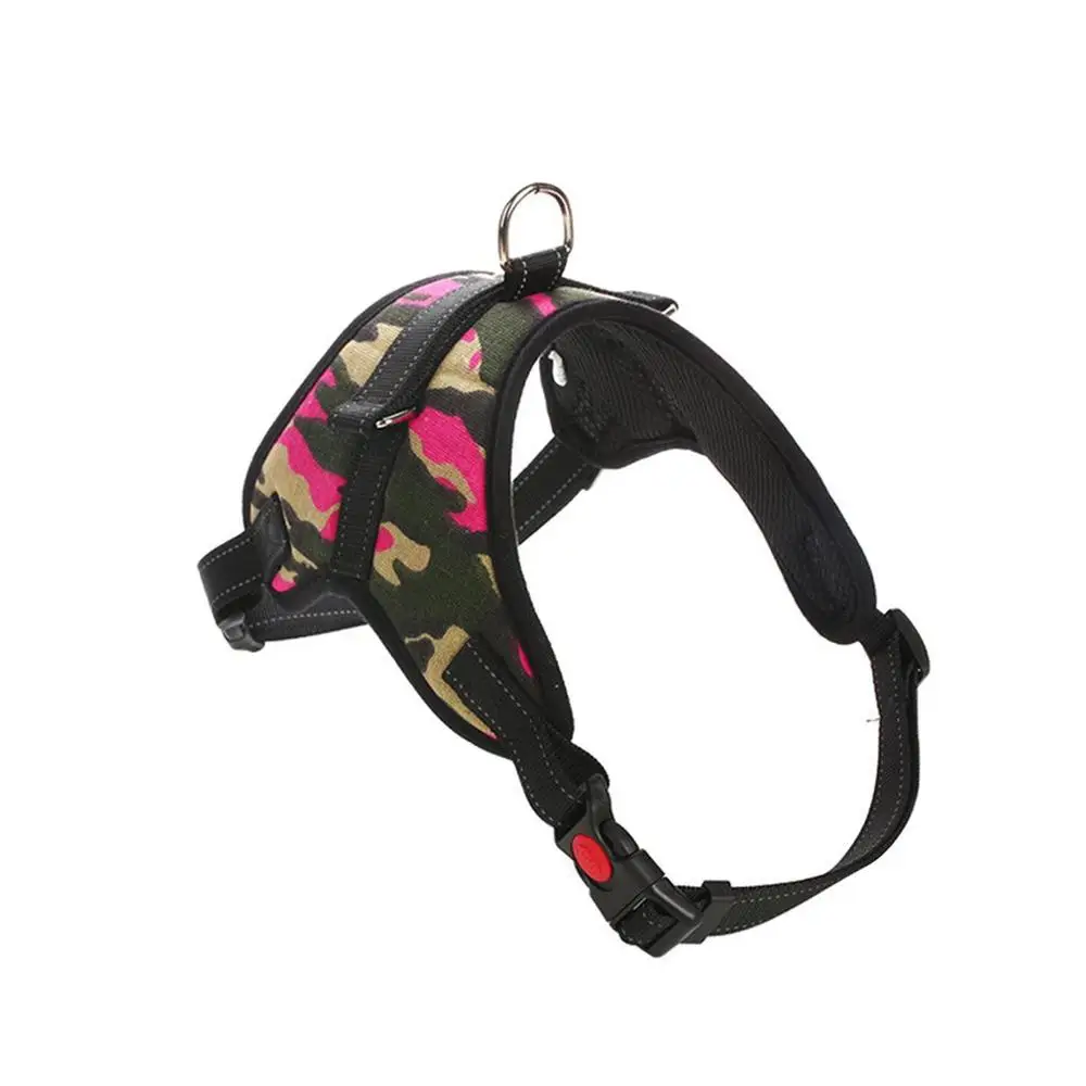 Pink camouflage Собачья Тяговая веревка Взрывозащищенная Ткань Оксфорд для питомцев нагрудный ремень для собак крепкий прочный - Цвет: Pink camouflage