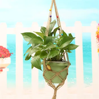 

35 Inch Colour Bead Flowerpot Plant Hanger Macrame Jute Rope Garden Decorative Cord Vintage Decor Macrame Plant Hanger Basket