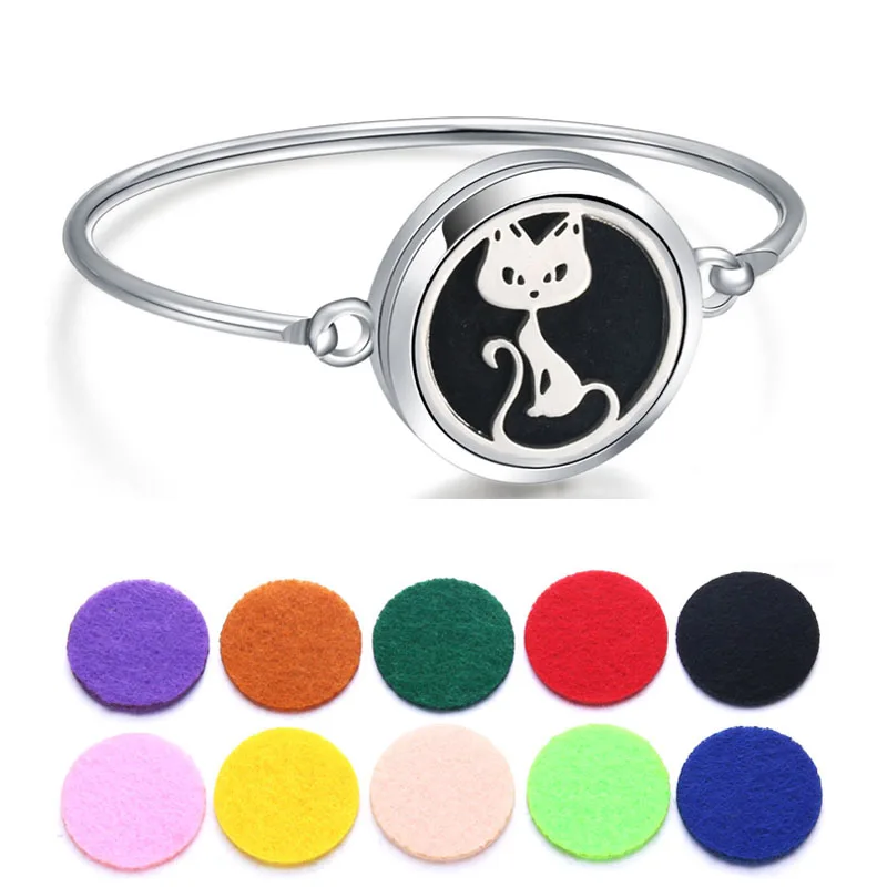 Perfume Bracelet Essential Oil Diffuser Aromatherapy Locket Cat 316L Stainless Steel | Украшения и аксессуары