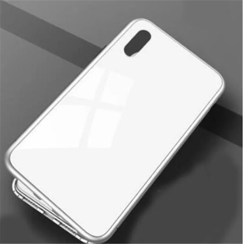 White white Металлический магнитный адсорбционный чехол для iPhone 7 8 Plus, чехол для iPhone X XR XS Max 6 6 S, закаленный стеклянный магнит, защитный чехол - Цвет: White white