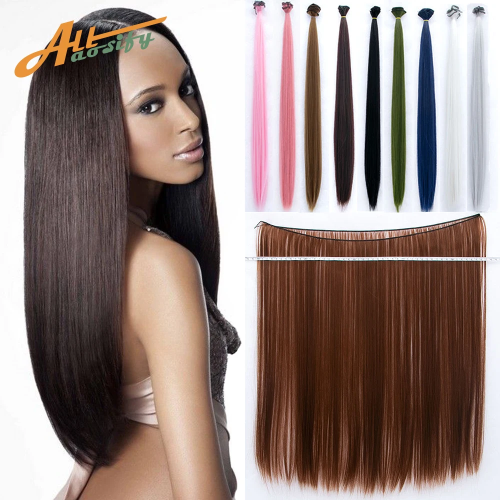 

24 70g Straight Cos hair wig Synthetic Clips in hair extensions Clip In One Piece Strips Hairpiece For Women Girls 22 colors