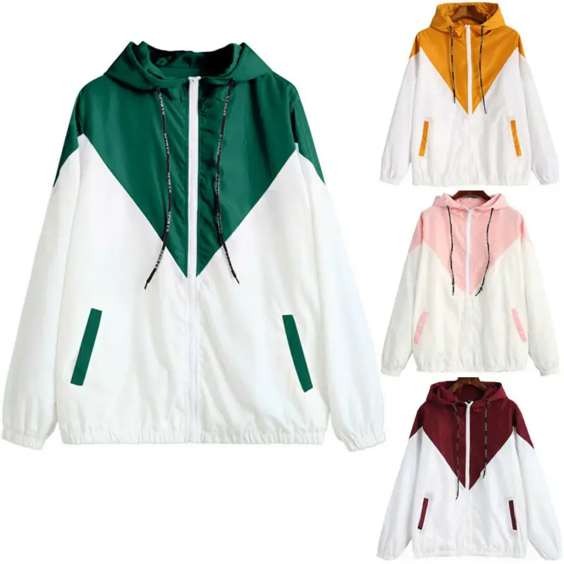 

Women Men Sports Coat Long Sleeve Hoodie Windbreaker Hooded Zip Coat Jacket Tracksuit Top Sun Protection Autumn Clothes 8Colors