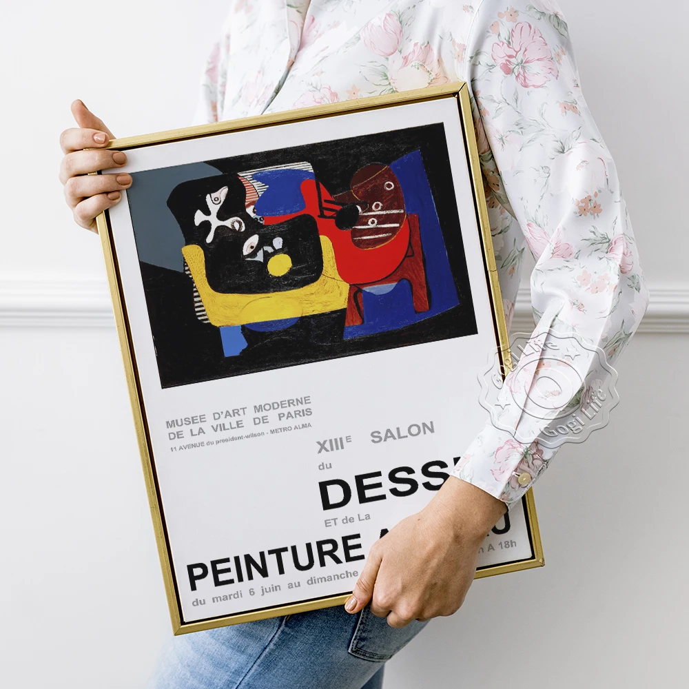 Musee D'Art Moderne Exhibition Retro Poster, Salon Dessin Peinture A L'Eau Prints, Abstract Watercolor Painting Wall Stickers