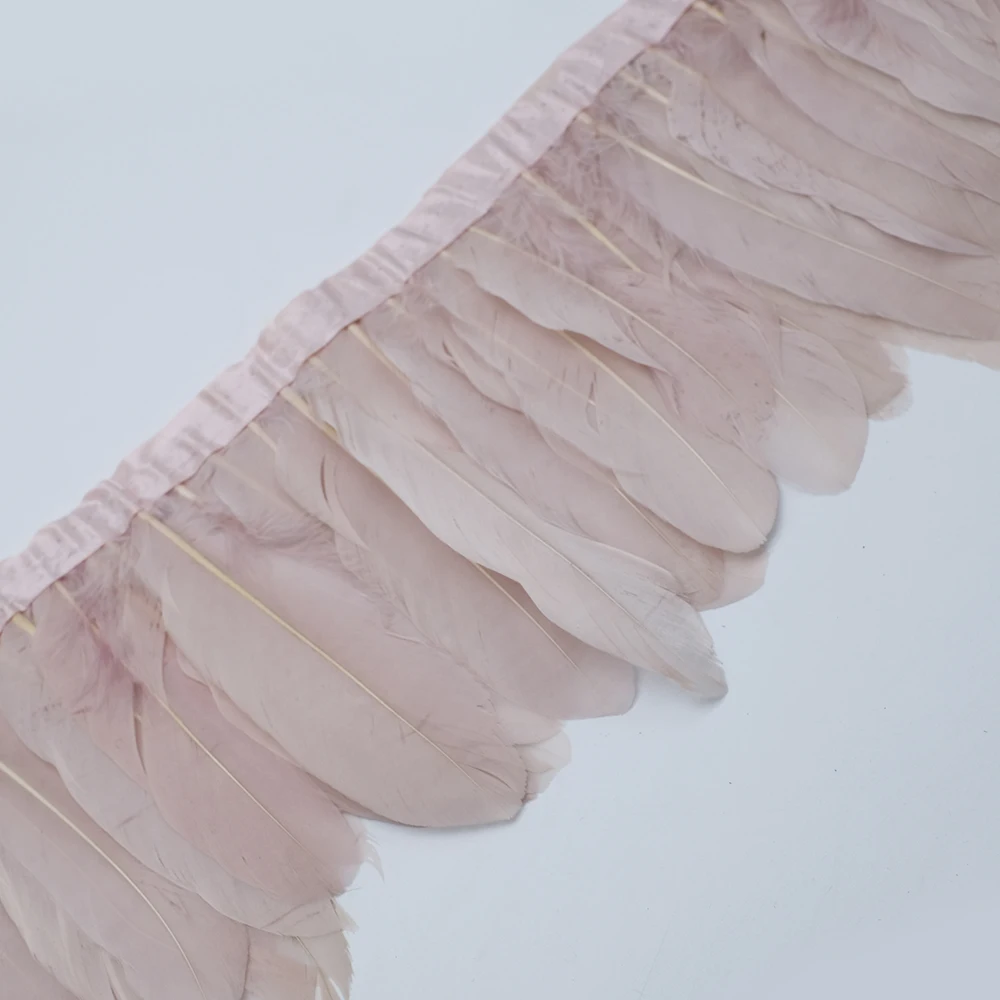 Многоцветные ленты с гусиным пером, 10 ярдов, окрашенные ленты с гусиным пером/13-18 см, бахрома с гусиным пером, платье, юбка, украшение, 35 цветов - Цвет: Pale Pinkish Grey