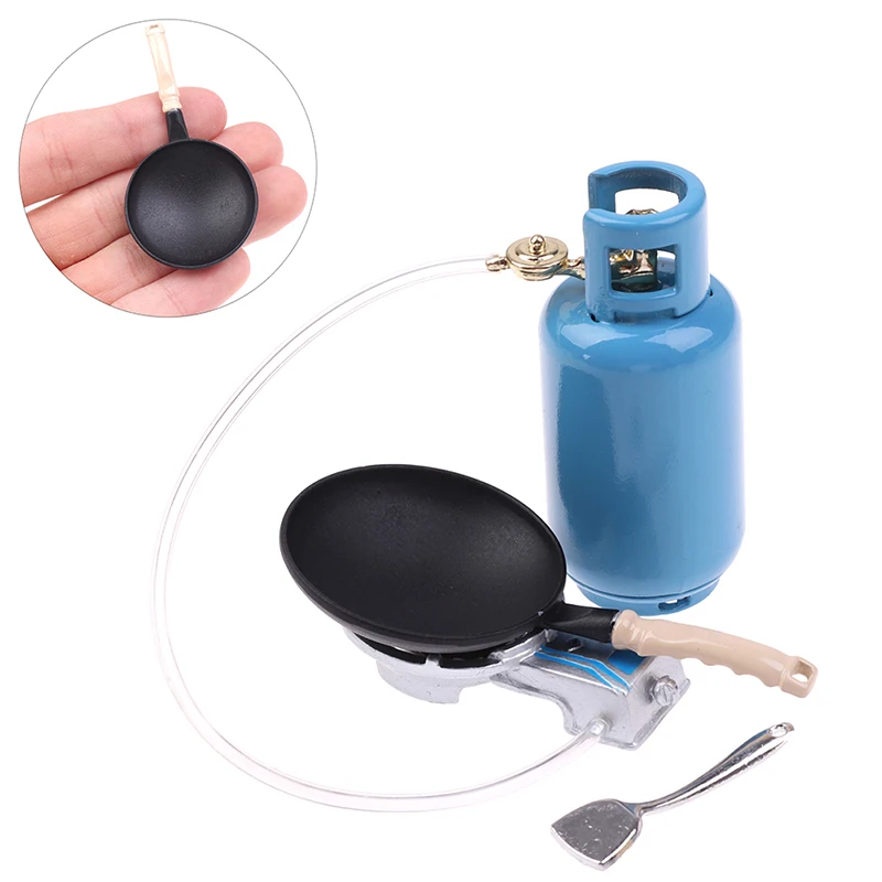 Miniature Kitchen Alloy Gas Stove Tank Utensils Tool Toy 4Pcs/Set 1/12 Dollhouse Utensil Toy for Kids
