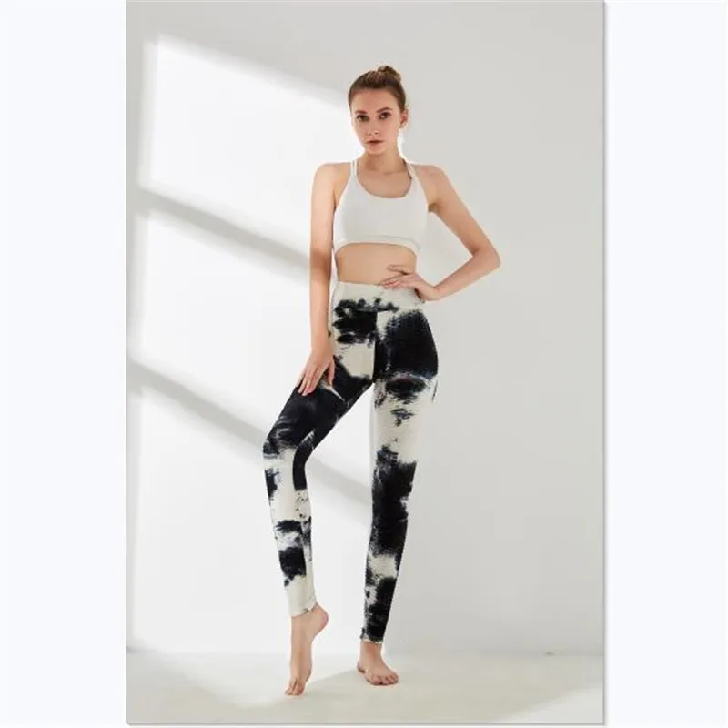 

Ladies Personalized Joggers Pants High Waist Hip Lifting Tight Sports Trousers Women Random Dyeing Racking Pattern Render Pants