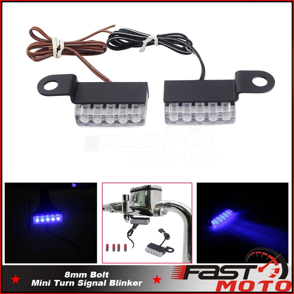 

12V Mini Motorcycle LED Turn Signal Blinker Front Rear Indicator Light 4 Colors Daytime Running Lamp License Plate Blinker