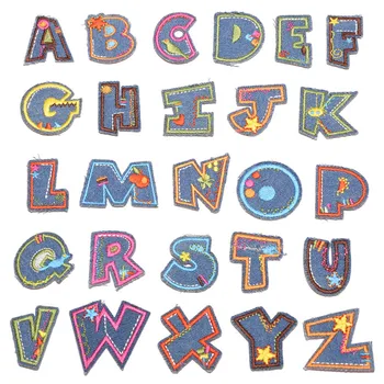 

26 English Letter Iron on patch Embroidered clothes patches For clothing Kids Umbreon Cloth Stickers Garment Appliques