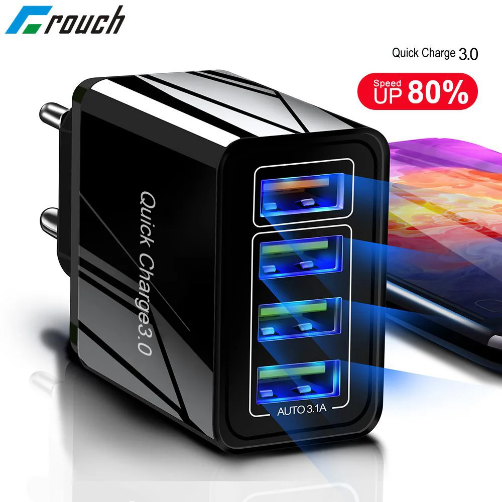 Приседать машинка для стрижки 48 Вт Quick Charge 3 0 4 USB зарядное устройство iPhone X XS 7 Samsung