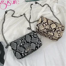 Gusure Роскошный чехол-портмоне в ретро-стиле, принт «змеиная кожа» Сумка Дамские туфли из pu искусственной кожи Мини щитка квадратные сумки через плечо один цепных строп сумка кошелек с замком