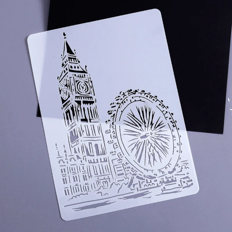 

1pc Big Ben Stencils PaintingTemplate Reusable DIY Scrapbooking Photo Album Decorative Bullet Journal Stencils Drawing Template