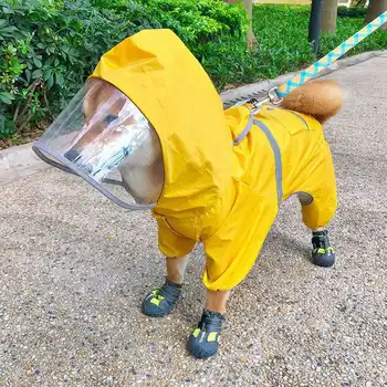 

Waterproof Raincoat Pet Dog Puppy Breathable Cloak Puppy Labrador Dogs Clothes Cute Hooded Jacket Cap Rainy For Pet Raincoat