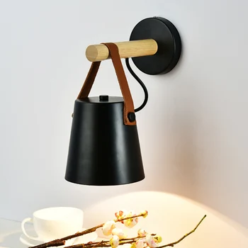 

E27 85-265V LED Wood Wall Lamp Children's Night Light Bedside Lamp Modern Nordic Interior Lights Home Decoration White Black