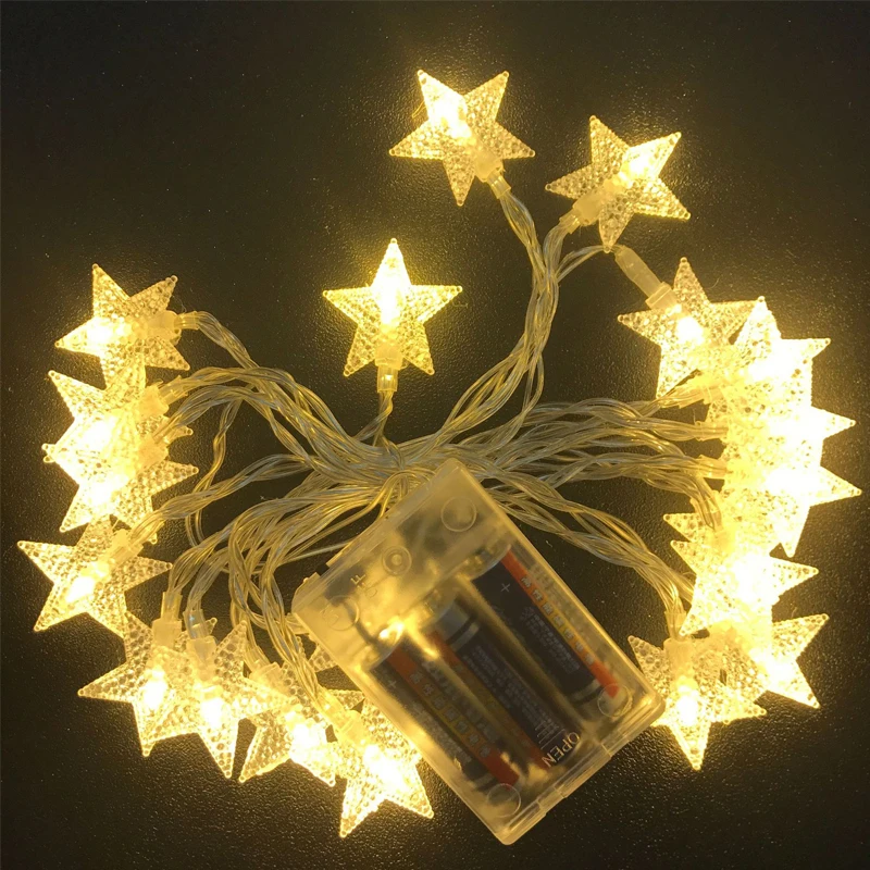 Alimentado por Bateria Lâmpada de Natal Festa de Férias Luzes de Fadas Luz da Corda Estrela Cintilação Guirlandas Casamento Decorativas 20 Led 37 Luzes e Iluminação