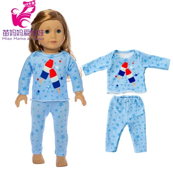 

17" baby dolls clothes pants set soft touch doll wear 18 inch girl doll clothes pajama set