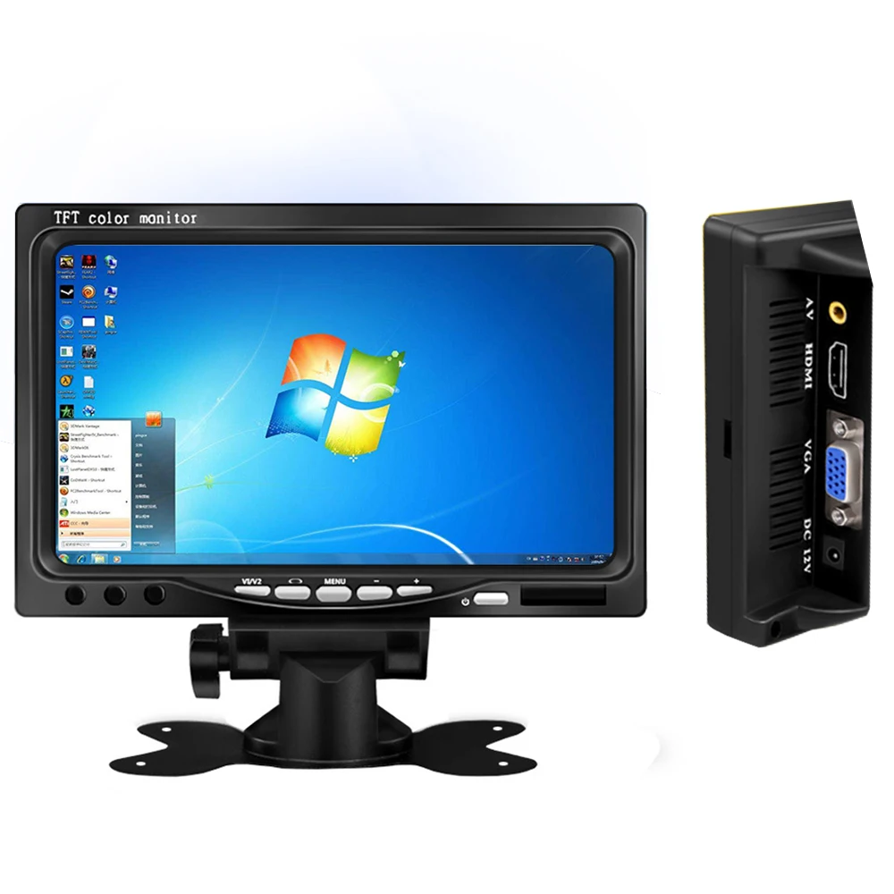 7 inch  Widescreen HD 1024 * 600 Small LCD Monitor with AV / VGA / HDMI-Compatible Mini Desktop LCD Monitor car monitor screen