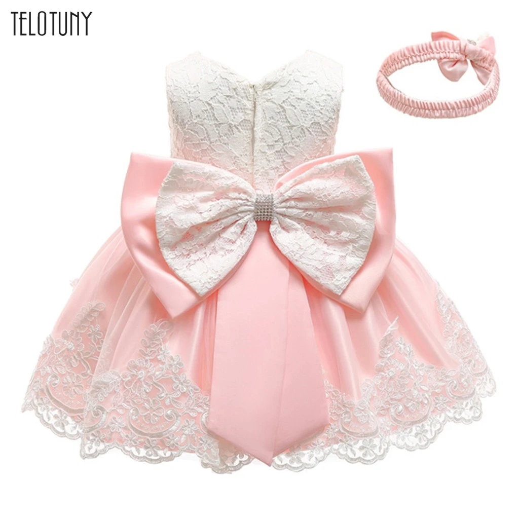 TELOTUNY/ милое детское платье для девочек, кружевное платье принцессы с бантом на день рождения, свадебное платье-пачка+ наборы повязок на голову, vestido 918