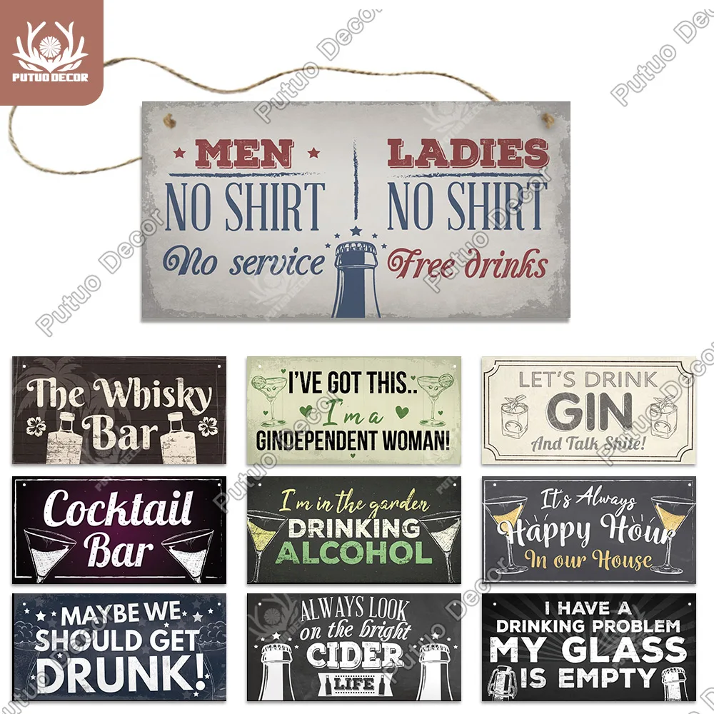 

Putuo Decor Bar Signs Gifts Wood Wall Plaque Decorative Plaques In Bar Door Pub Club Welcome Sign In Wall Decoration