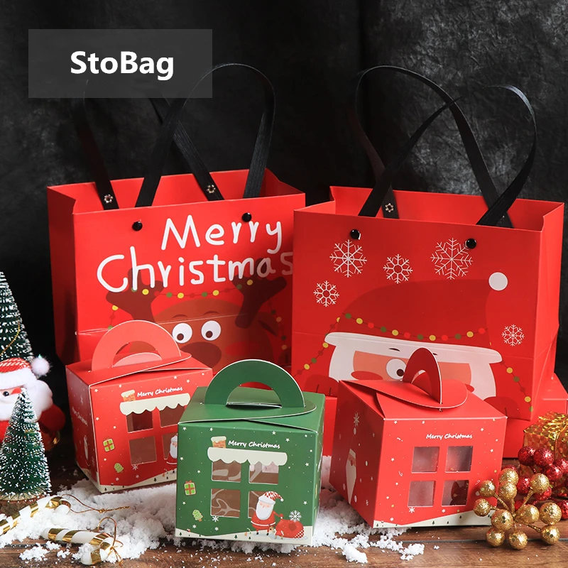 StoBag 20 шт. Счастливого Рождества празднование портативная бумажная коробка