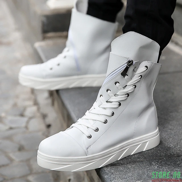 Skelne leksikon Badeværelse new Men 6 cm Height Increasing Platform Boots Back Zip Leather Shoes Male  Mixed Colors Y3