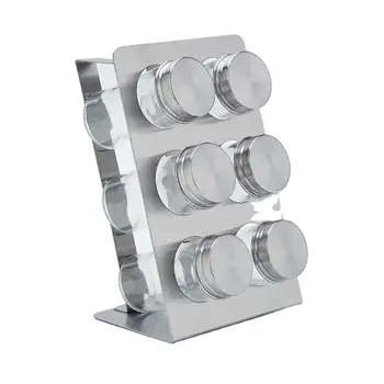 

6 Pcs Stainless Steel Dustproof Visible Seasoning Pot Set Round Pepper Cruet Can