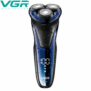 

VGR Male Portable Electric Shaver Waterproof Wet& Dry Beard Shaver Machine With 3 Heads USB Rechargeable Washable LCD Display