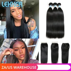 Lekker Straight Bundles With Closure Human Hair Bundles With Closure Brazilian Hair Weave Bundles With Closure Hair Extension