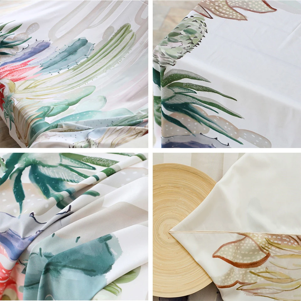 Настенный гобелен с акварелью и КАКТУСОМ зеленые растения богемный декор Ковер