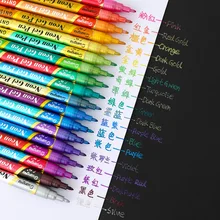 

18 Color Metallic Paint Marker Pens Graffiti Glitter Gel Pen Painting Magic Highlighter Stone DIY Card Making Grass Art Supplies