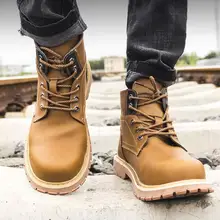 Ботинки CS774 Мужская натуральная кожаная защитная обувь стальной носок с закругленным носком, противоскользящие рабочие ботинки martin zapatos de hombre