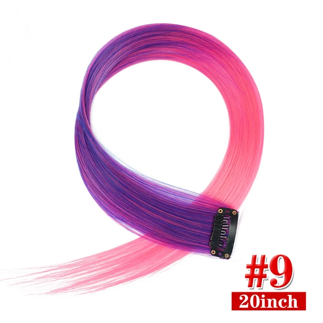 Clip in Hair Extensions Highlights Straight Long Hairpiece Hair Accessories for Girls Women Kids Doll Hair Pieces Wigs Pieces 9