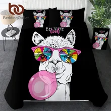 BeddingOutlet הלמה שמיכה כיסוי קשת זכוכית סט מצעים ורוד בועה בית טקסטיל קריקטורה אלפקה Unicorn מיטת שמיכה לילדים(China)