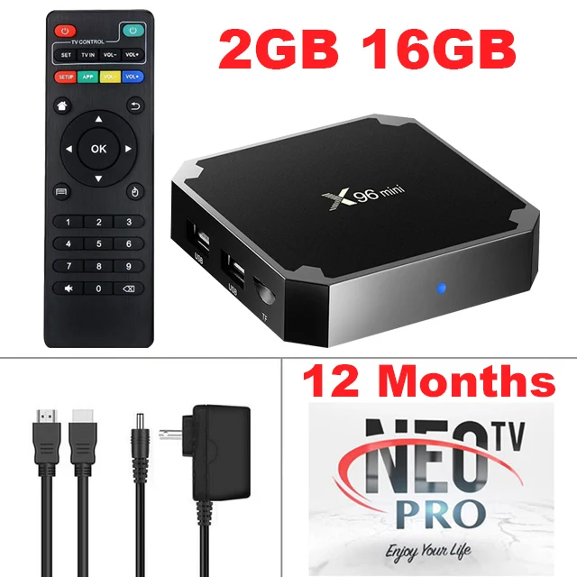 Французский IP tv подписка X96 Мини Android tv Box с 1800+ Neo tv Pro Европа IP tv Франция АРАБСКИЙ СПОРТ Бельгия Смарт медиаплеер - Цвет: 2G16G one year Neotv