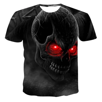 

2020 summer new European and American men and women 3D short-sleeved t-shirt printing personality creative skull style