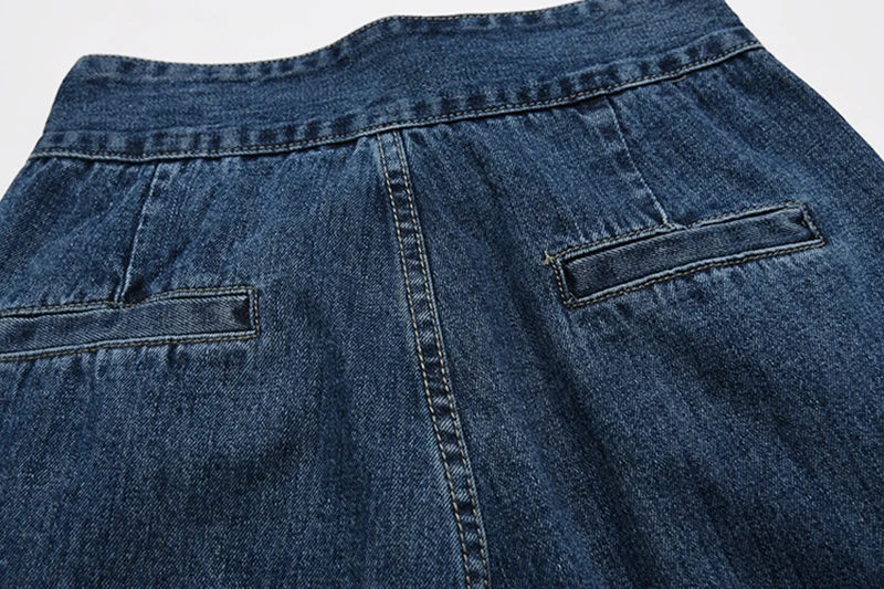 [EAM] Свободные плиссированные длинные джинсы для отдыха с разрезом, новые свободные женские брюки с высокой талией, модные весенне-осенние 1K550