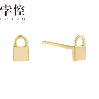 

BOAKO Wild lock Stud Earrings 925 Sterling Silver Fashionable Zircon Earrings For Women Jewelry Brincos Gold Earrings Korean