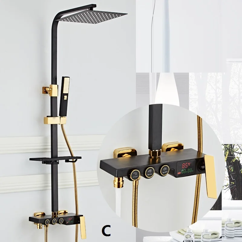 Painel Duschsystem Doccia Black Prysznic Preto ванная комната Conjunto De Ducha Regadera Dusche Do Banheiro Douche Chuveiro душевой набор