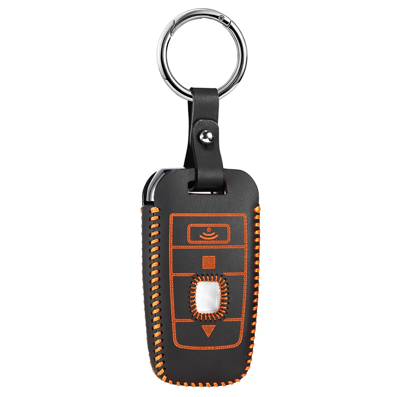 car key case cover for Rolls-Royce Phantom Black Badge Edition genuine leather remote keychain key chain bag holder - Название цвета: Yellow