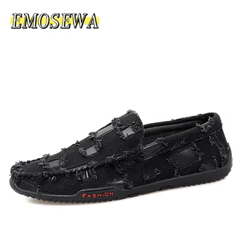 

EMOSEWA Brand Fashion Soft Fabric Breathable Men's Shoes Slip-on Mocassins Men Loafers Anti-skid Driving Casual Shoes Men 39-44