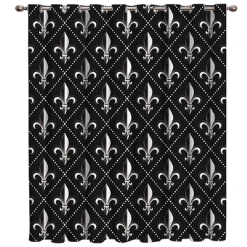 

Vintage Beautiful Iris Flower Black Window Treatments Curtains Valance Window Curtains Dark Living Room Blackout Bedroom Outdoor