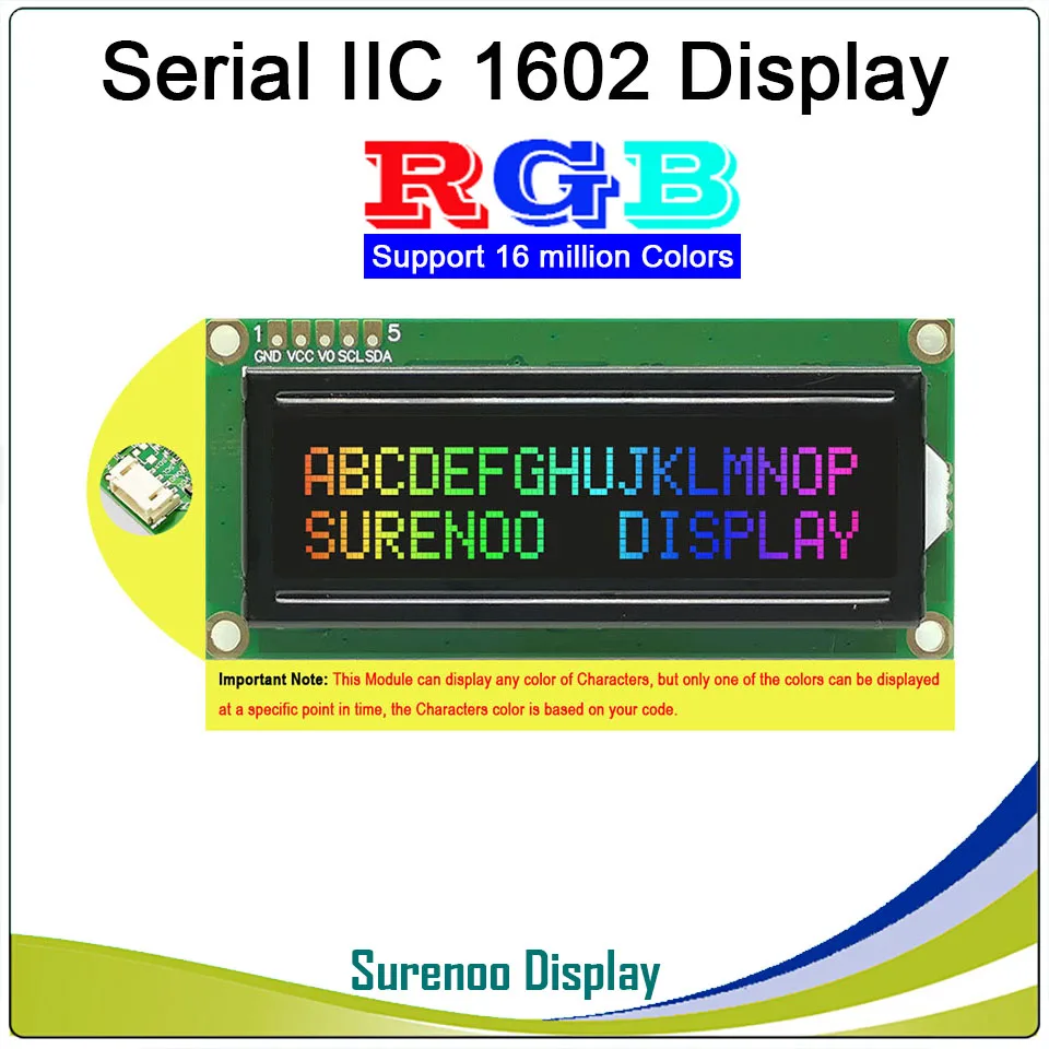 

Grove 162 16X2 1602 3.3-5V Serial IIC I2C FSTN Negative Character LCD Module Display Screen LCM Panel with RGB Backlight