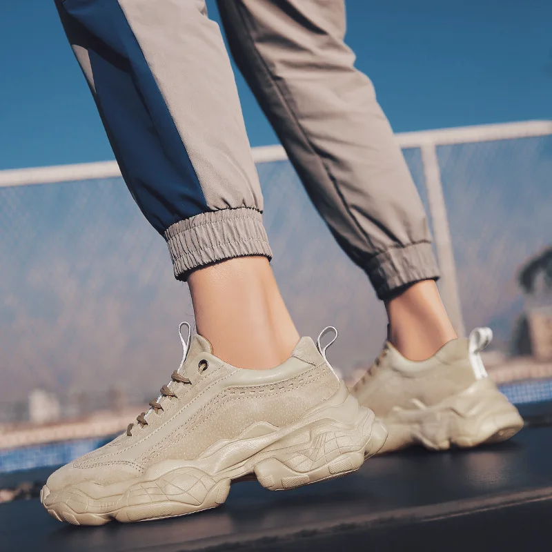 

2019 Summer MEN'S SHOES Punched Sheet Surface Low-top Shoes Fly Woven Men Athletic Shoes New Style Genuine Leather Men's Dad Sho