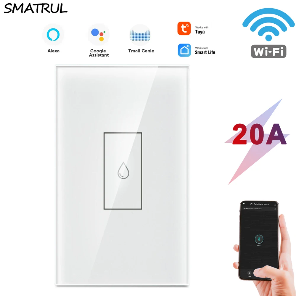 SMATRUL Tuya Wifi смарт-котел переключатель US 4400W 110v 220v сенсорный Управление настенный