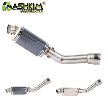 

E-Mark Motorcycle Muffler Carbon Fiber Exhaust Connect Link Pipe Middle Pipe For YAMAHA FZ1 FZ1N FZ1000 2005-2016