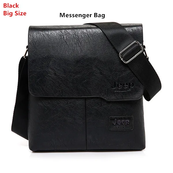 JEEP BULUO Man's Bag 2PC/Set Men Leather Messenger Shoulder Bags Business Crossbody Casual Bags Famous Brand Male Drop Shipping Black 1505-2