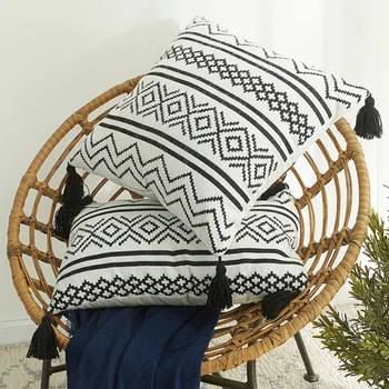 

Bohemia Tassels Throw Pillow Covers Geometry Printed Cushion Case Decorative Pillowcases for Sofa Bedroom Home Ornament