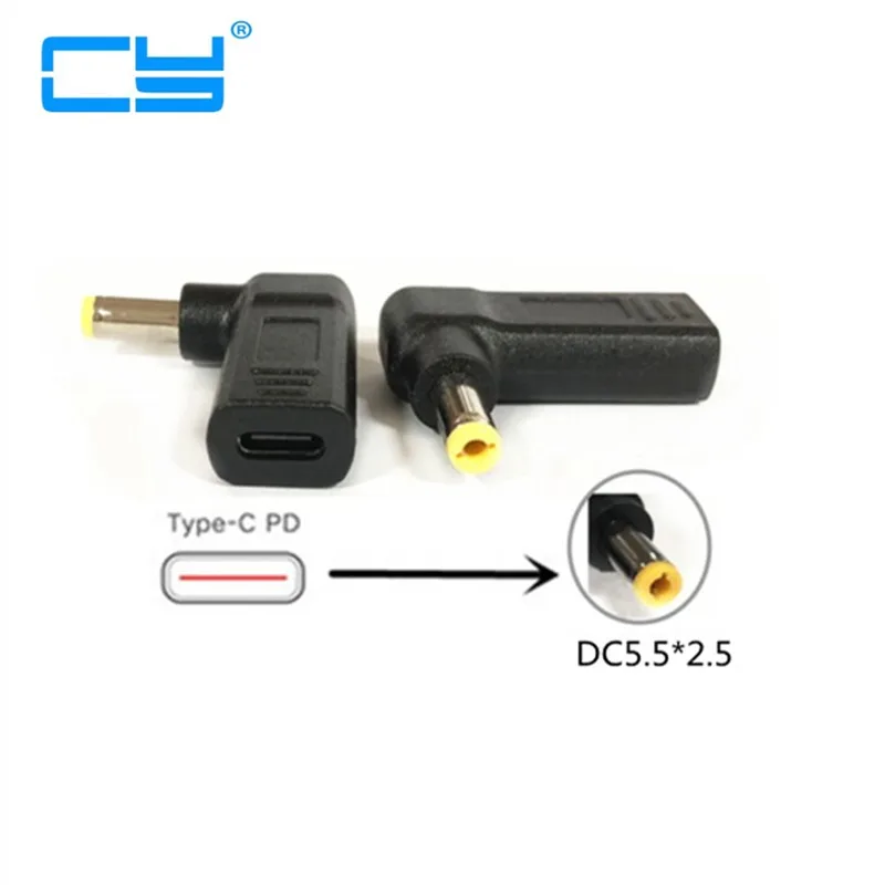 

USB 3.1 Type C USB-C to DC 20V 5.5 2.5mm & 2.1mm 90 Degree Angled Power Plug PD Emulator Trigger Charge Cable for Lenovo Laptop