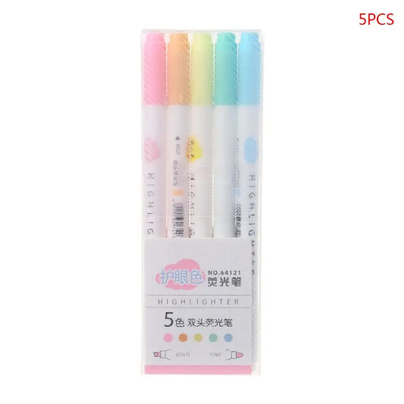 

5pcs Eye Color Dual Double Head Highlighter Pen Marker Liquid Chalk Fluorescent U4LD