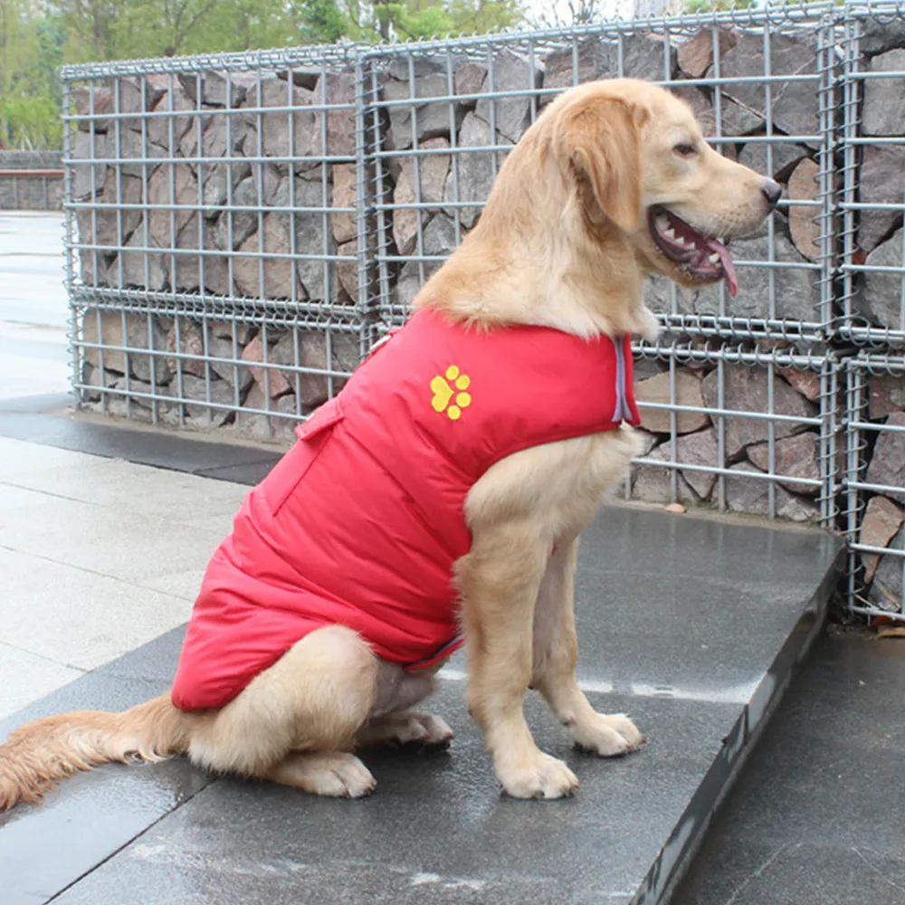

Miflame Double-sided Dog Coat Windproof Pet Clothes For Dog Jacket Warm Large Dog Clothes winter Labrador Satsuma Clothes Fleece