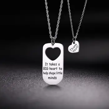 

Skyrim Expression Pendant Necklace Trendy Stainless Steel Couple Chain Necklaces It Takes a Big Heart to Help Shape Little Minds